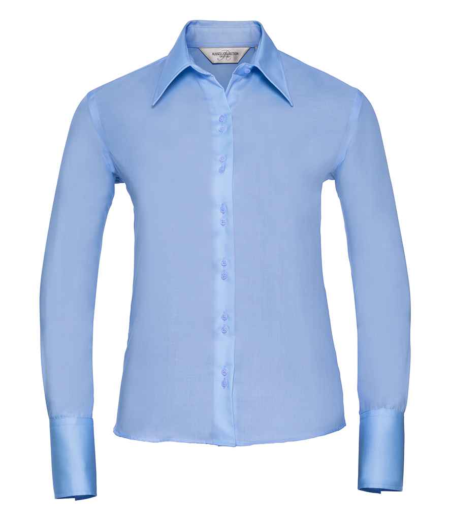 [956F BSK XS] Russell Collection Ladies Long Sleeve Ultimate Non-Iron Shirt (XS, Bright Sky)