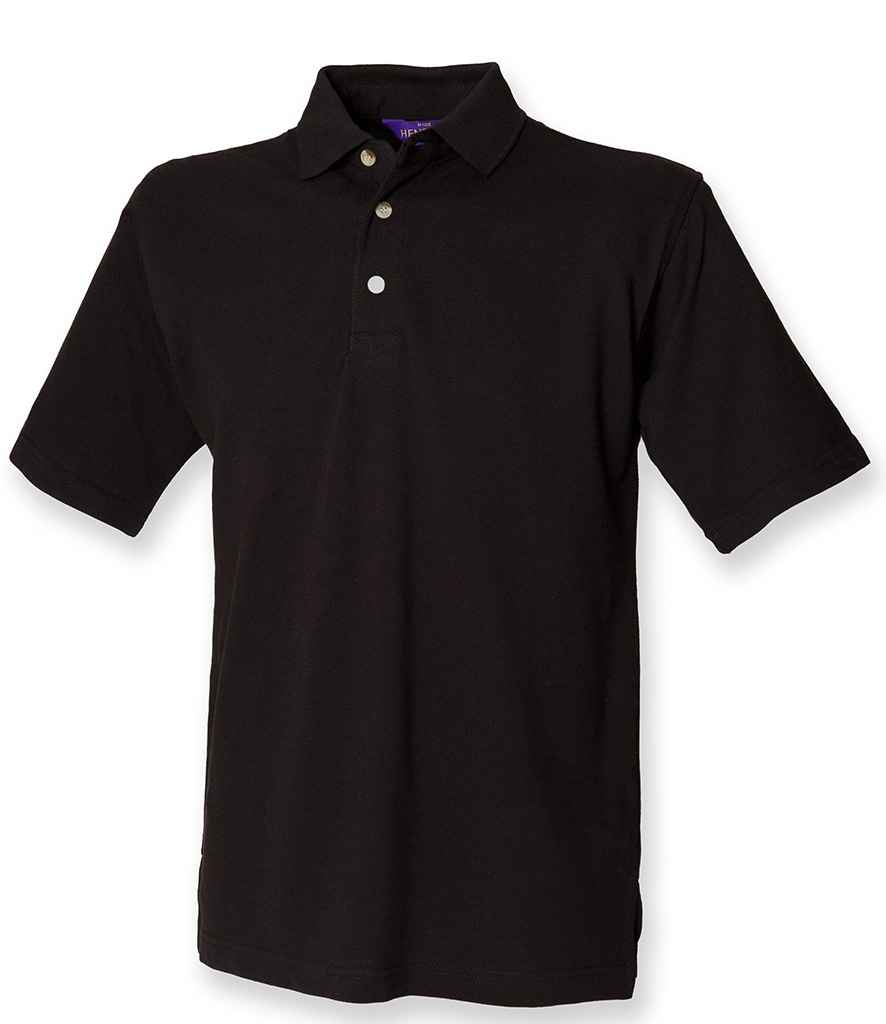 [H100 BLK XS] Henbury Classic Heavy Cotton Piqué Polo Shirt (XS, Black)