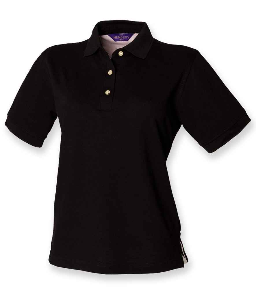 [H121 BLK 10] Henbury Ladies Classic Cotton Piqué Polo Shirt (10, Black)