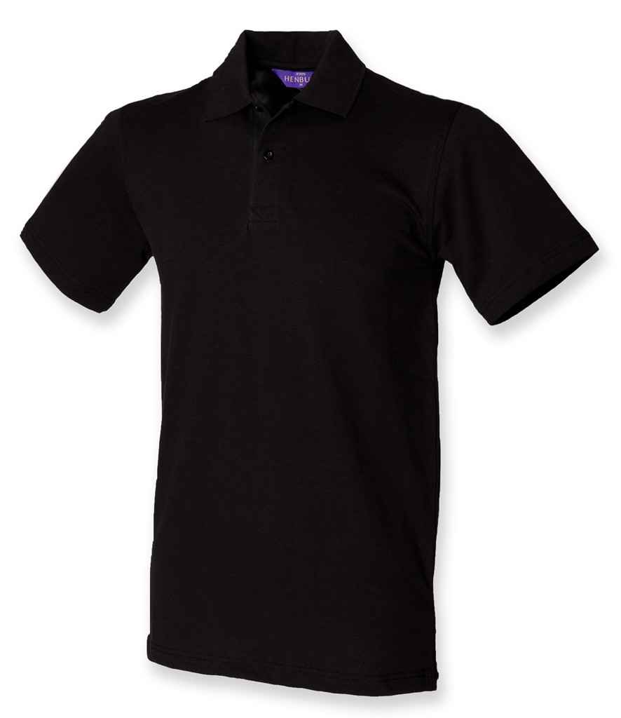 [H305 BLK XS] Henbury Unisex Stretch Cotton Piqué Polo Shirt (XS, Black)