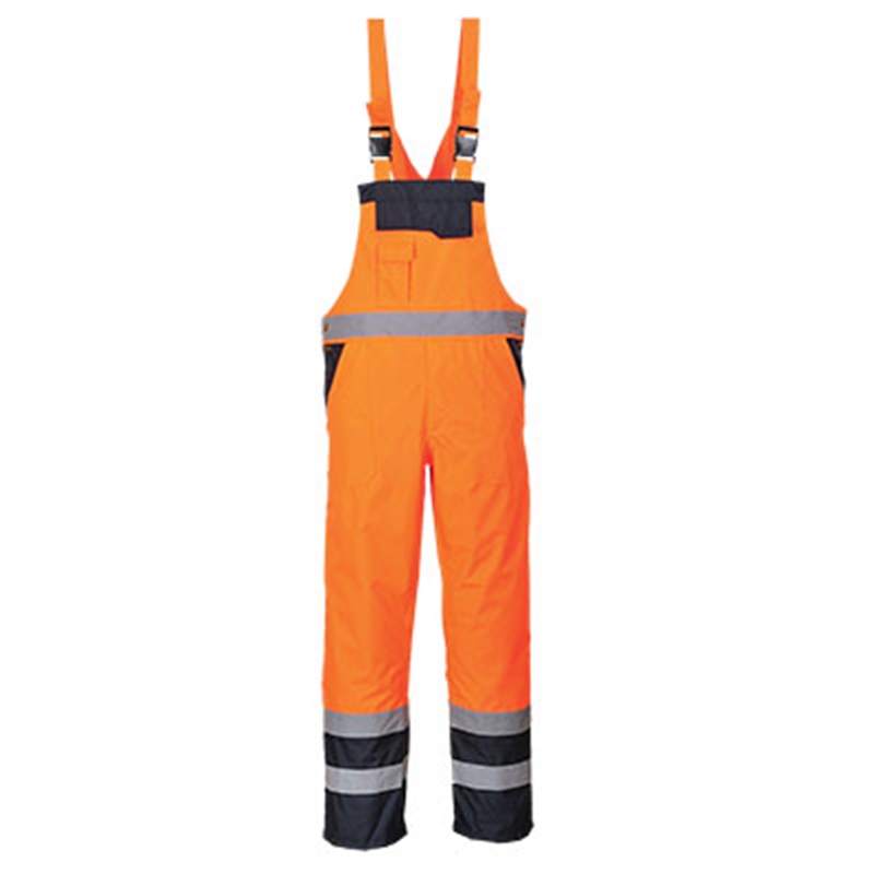 [W-TS488ONS] Portwest Contrast Bib & Brace - Unlined (Orange/Navy, S)