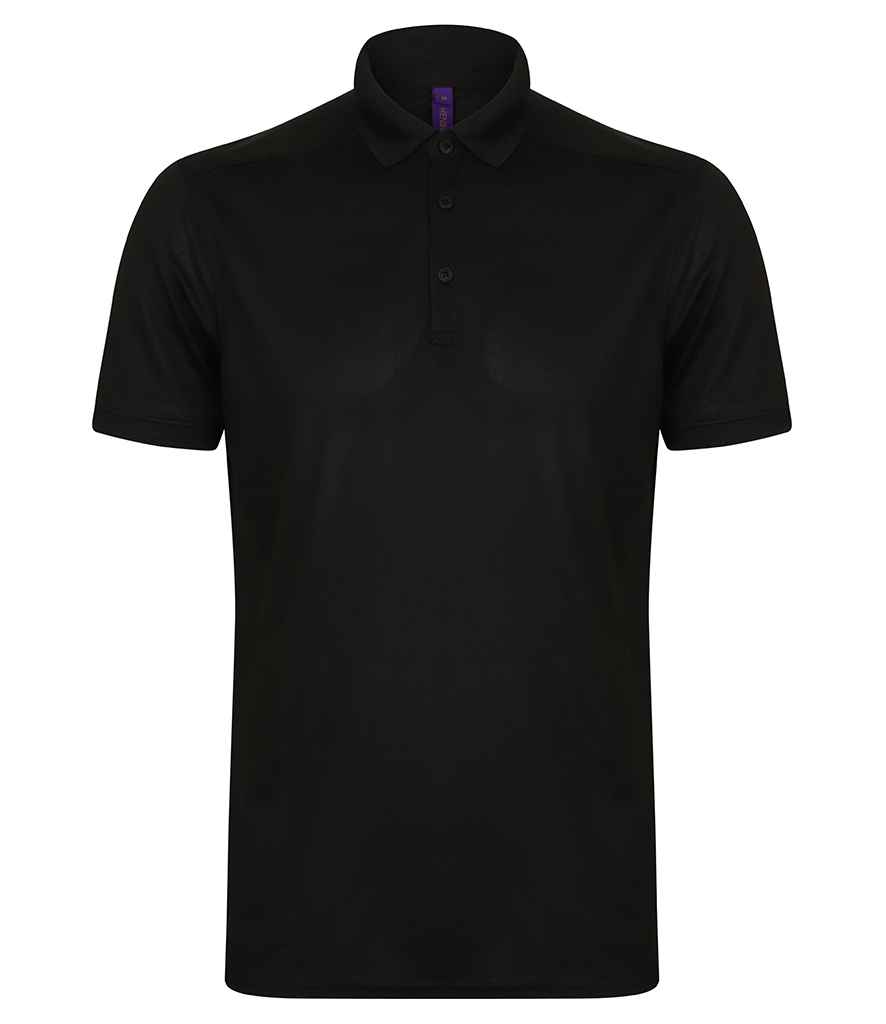 [H460 BLK XS] Henbury Slim Fit Stretch Microfine Piqué Polo Shirt (XS, Black)