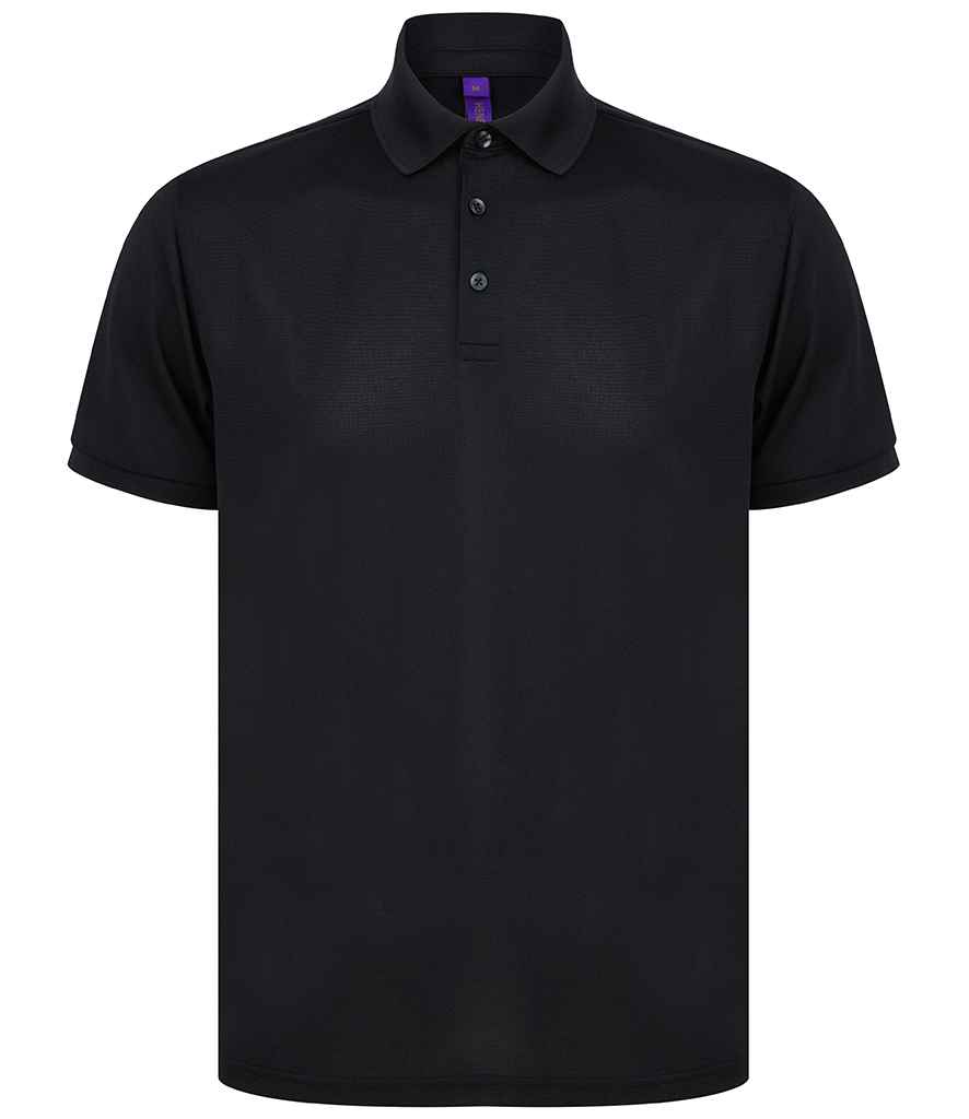 [H465 BLK XS] Henbury Recycled Polyester Piqué Polo Shirt (XS, Black)