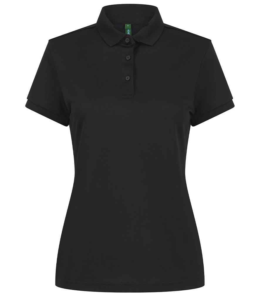 [H466 BLK XS] Henbury Ladies Recycled Polyester Polo Shirt (XS, Black)