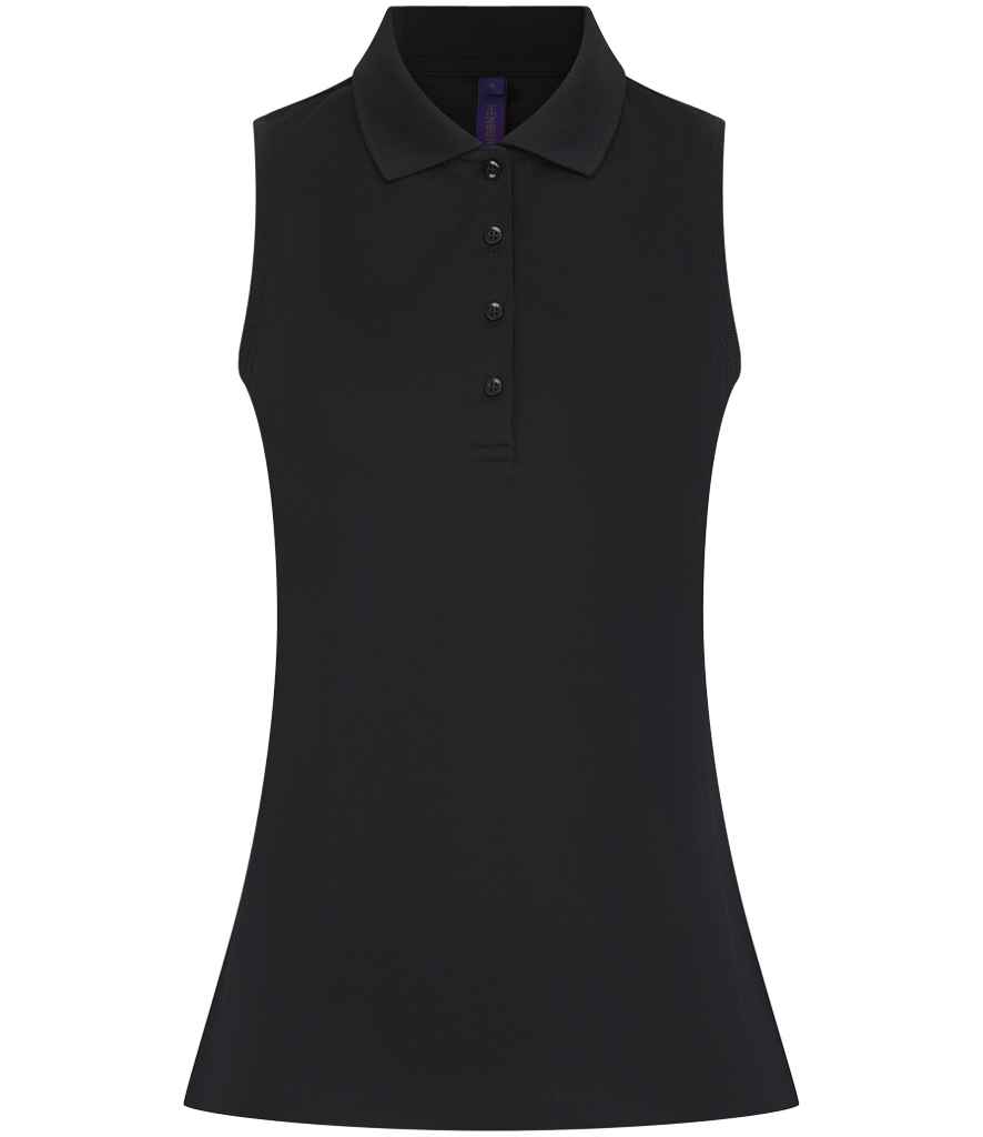[H477 BLK XS] Henbury Ladies Sleeveless Coolplus® Polo Shirt (XS, Black)