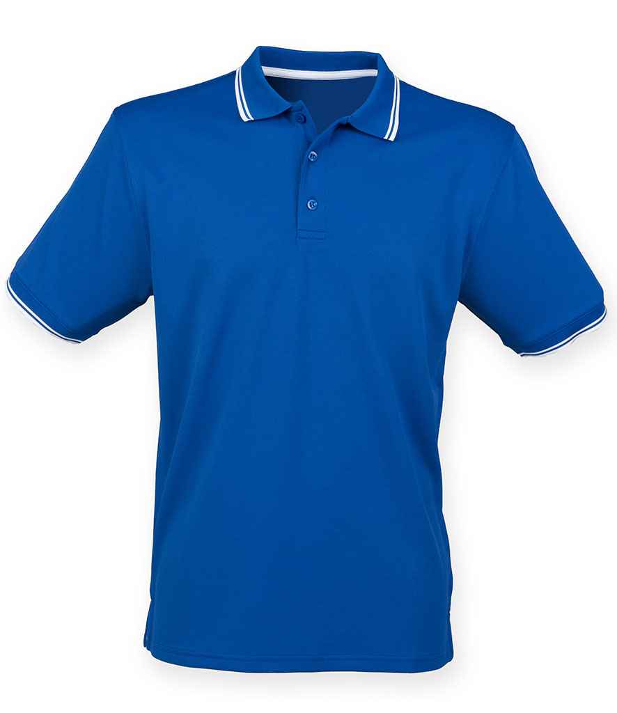 [H482 RY/WH XS] Henbury Coolplus® Tipped Polo Shirt (XS, Royal Blue/White)