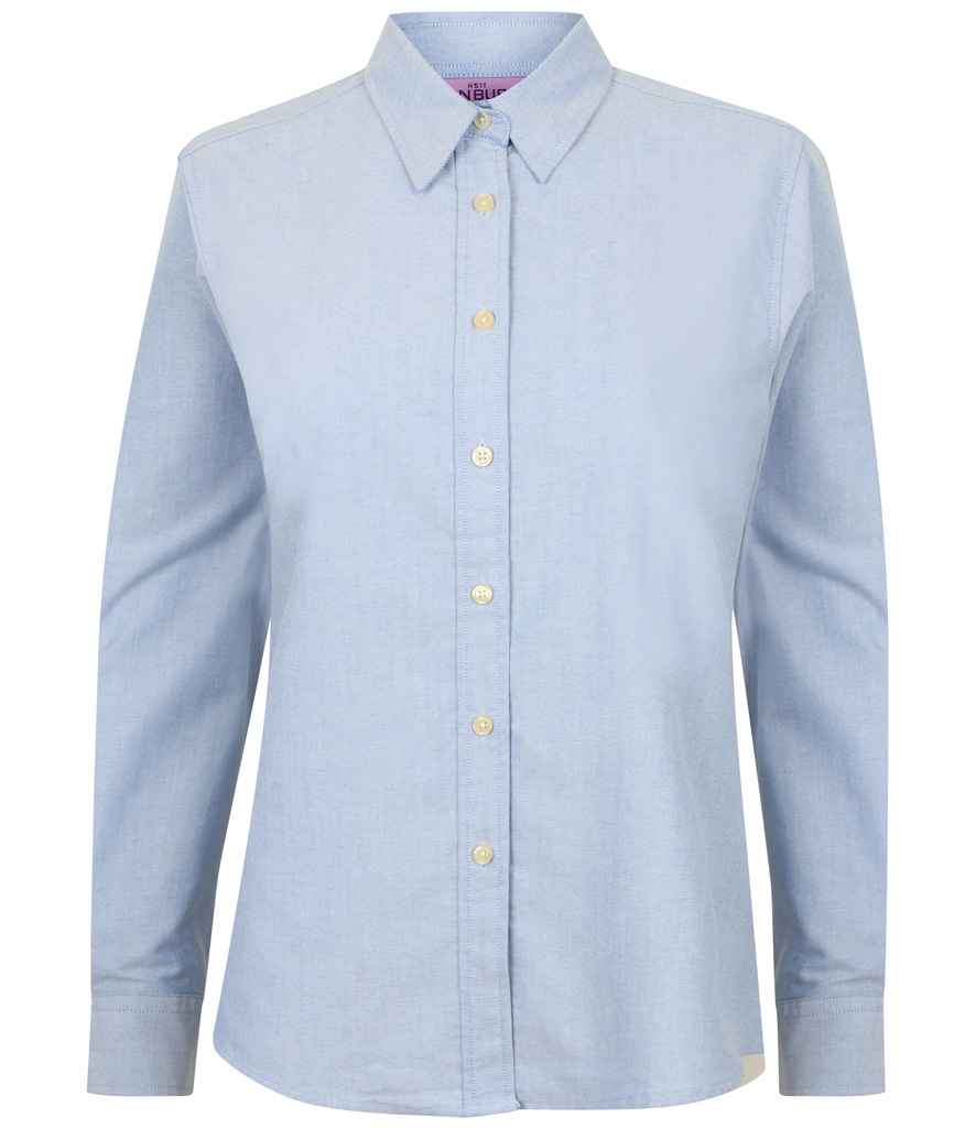 [H511 BLU XS] Henbury Ladies Long Sleeve Classic Oxford Shirt (XS, Blue)