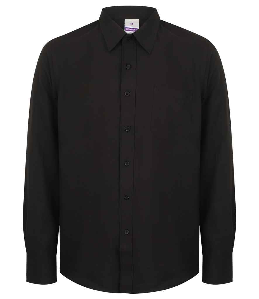 [H590 BLK S] Henbury Long Sleeve Wicking Shirt (S, Black)