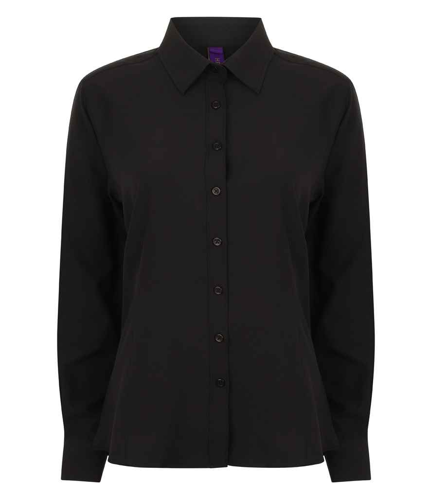 [H591 BLK XS] Henbury Ladies Long Sleeve Wicking Shirt (XS, Black)
