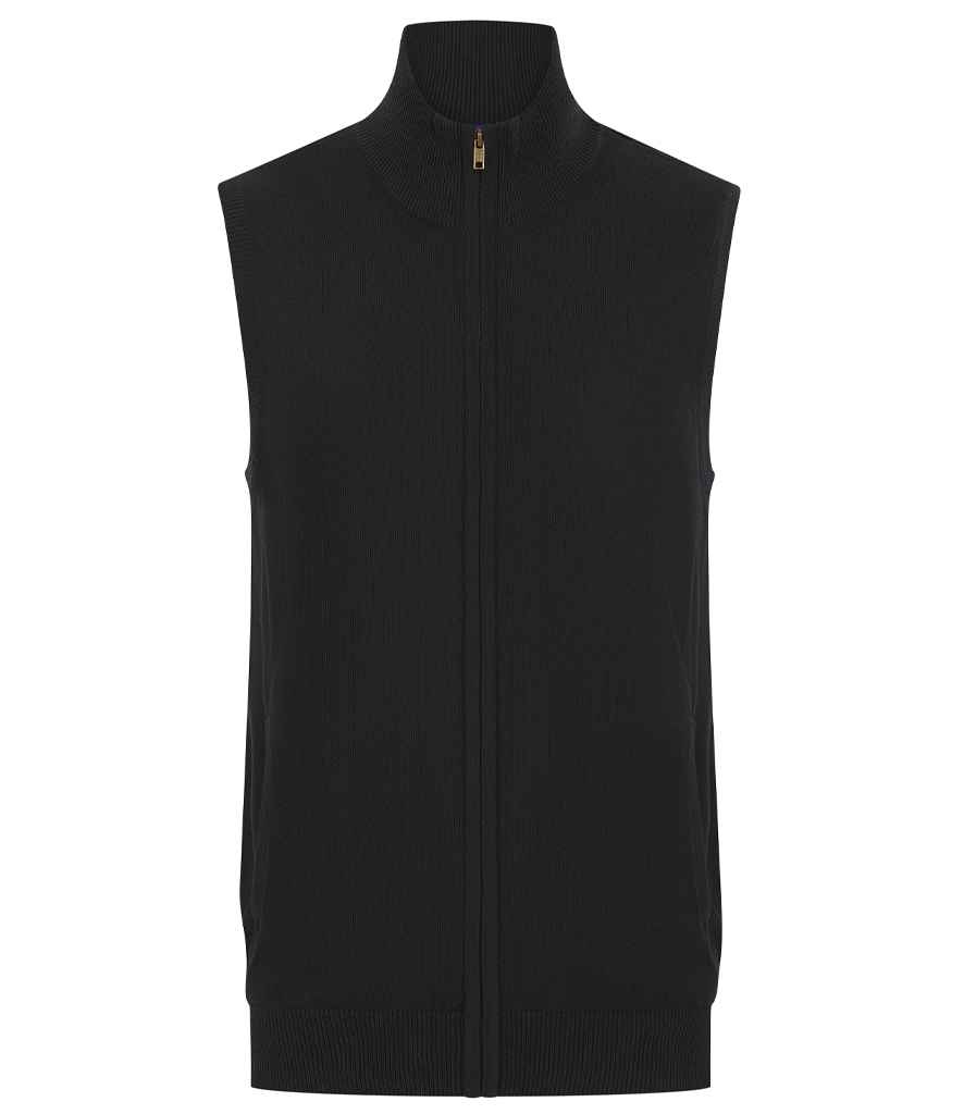 [H711 BLK XS] Henbury Sleeveless Zip Through Jumper (XS, Black)