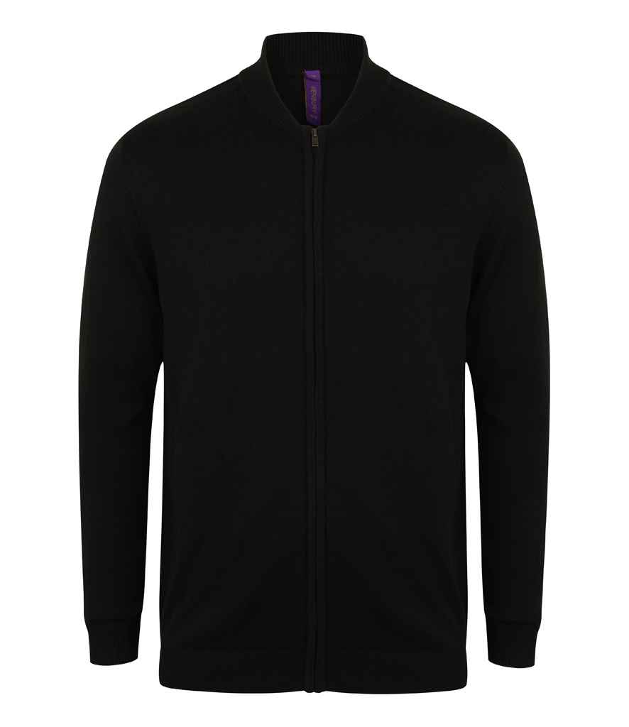 [H718 BLK XXS] Henbury Unisex Zip Through Cardigan (XXS, Black)
