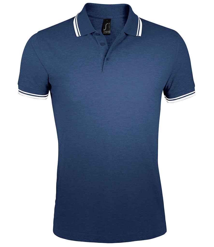 [10577 FN/WH S] SOL'S Pasadena Tipped Cotton Piqué Polo Shirt (S, French Navy/White)