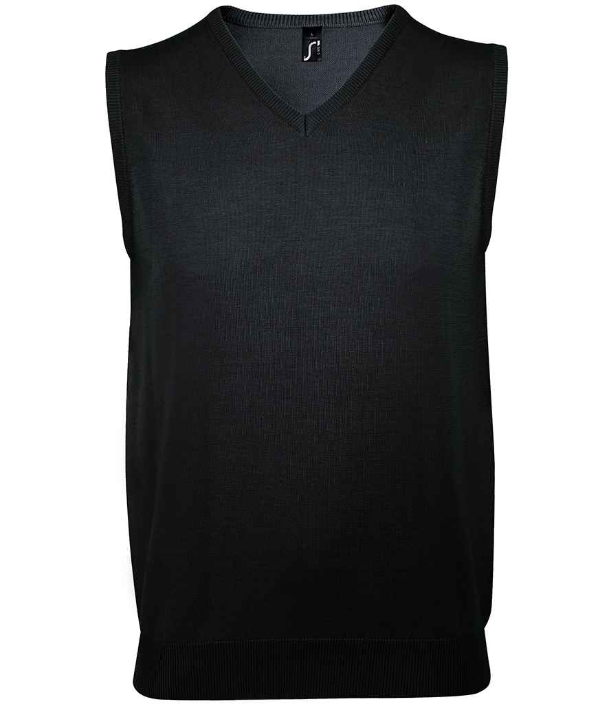 [10591 BLK XXS] SOL'S Unisex Gentlemen Sleeveless Cotton Acrylic V Neck Sweater (Black, XXS)