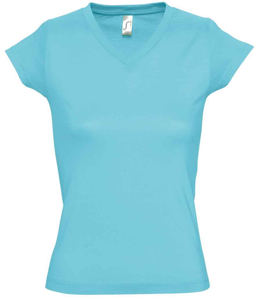 [11388 ATO S] SOL'S Ladies Moon V Neck T-Shirt (S, Atoll Blue)