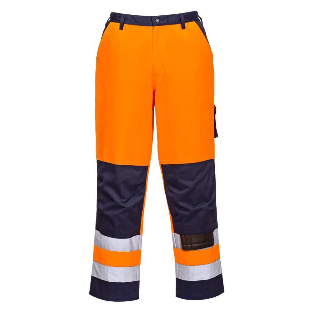 [TX51ONRS] Lyon Hi-Vis Contrast Work Trousers (Orange/Navy, S)