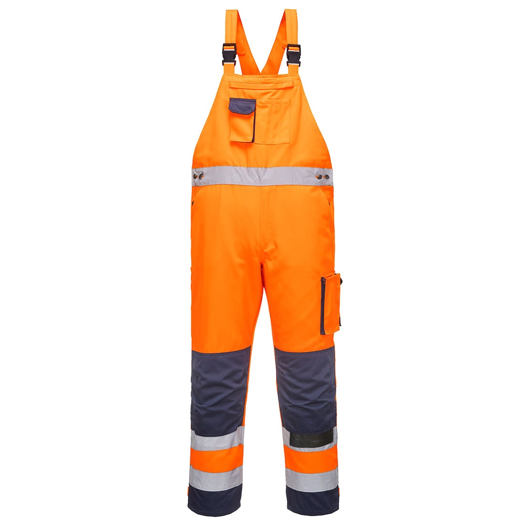 [TX52ONRS] Dijon Hi-Vis Contrast Work Bib and Brace (Orange/Navy, S)