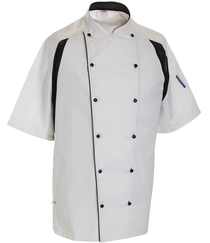 [LE003 WH/BK XS] Le Chef Short Sleeve Executive Jacket (XS, White/Black)