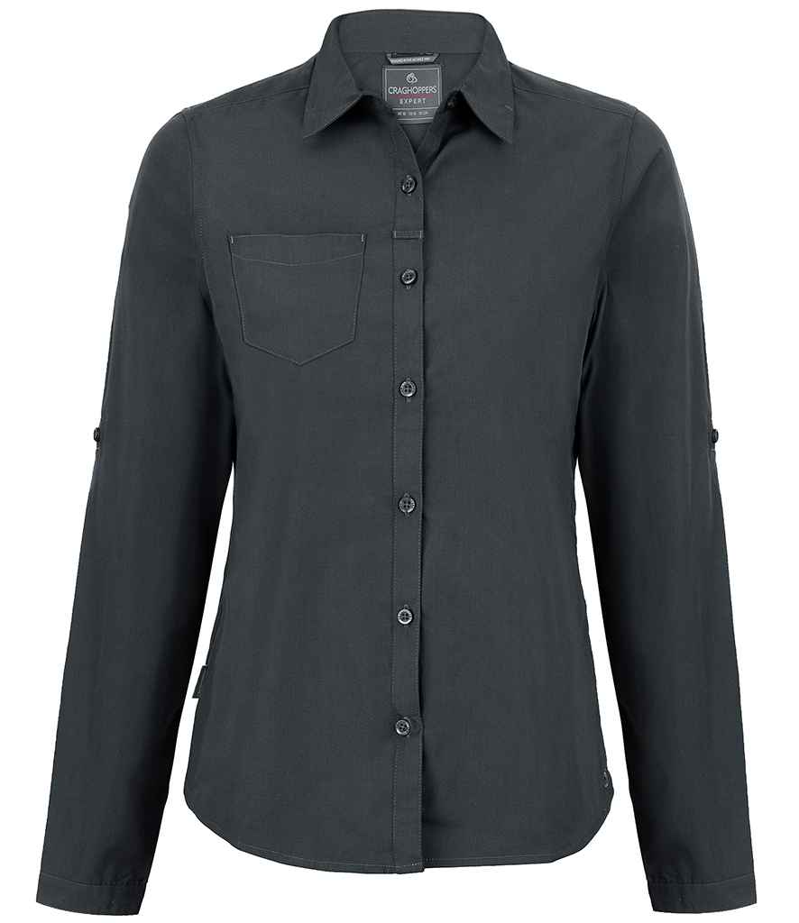[CR541 CAG 8] Craghoppers Expert Ladies Kiwi Long Sleeve Shirt (8, Carbon Grey)