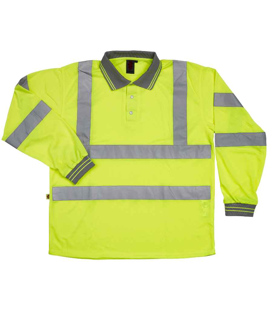 [WR013 YEL S] Warrior Hi-Vis Long Sleeve Polo Shirt (S, Yellow)