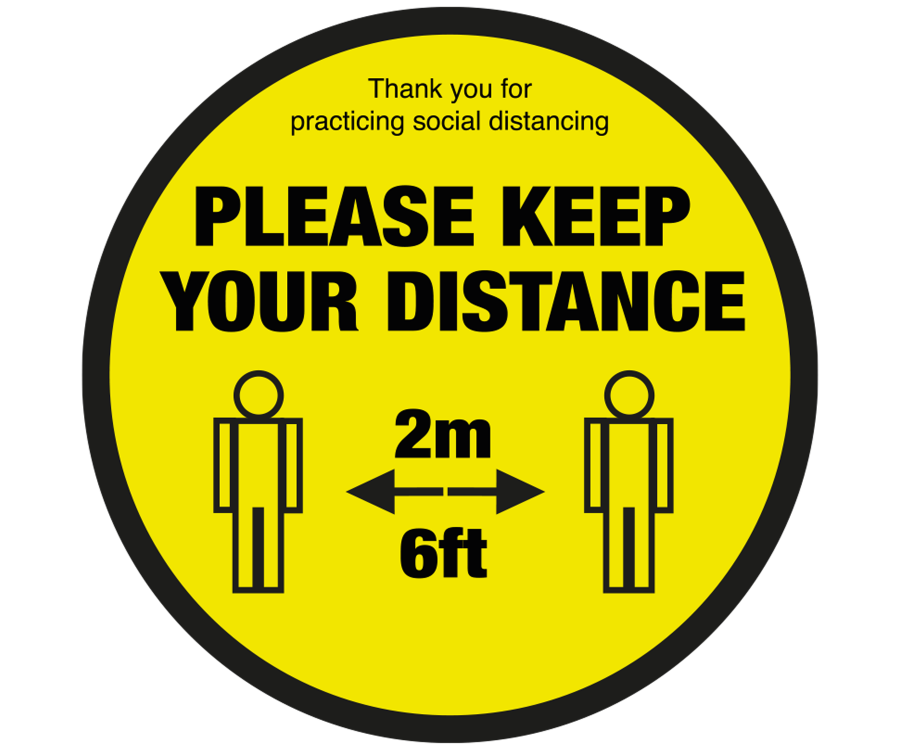 Please keep your distance text & symbol floor graphic (200mm)