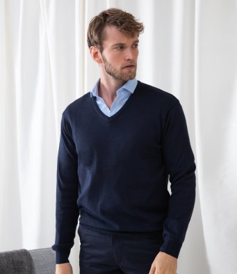 H720 Henbury Lightweight Cotton Acrylic V Neck Sweater (S)
