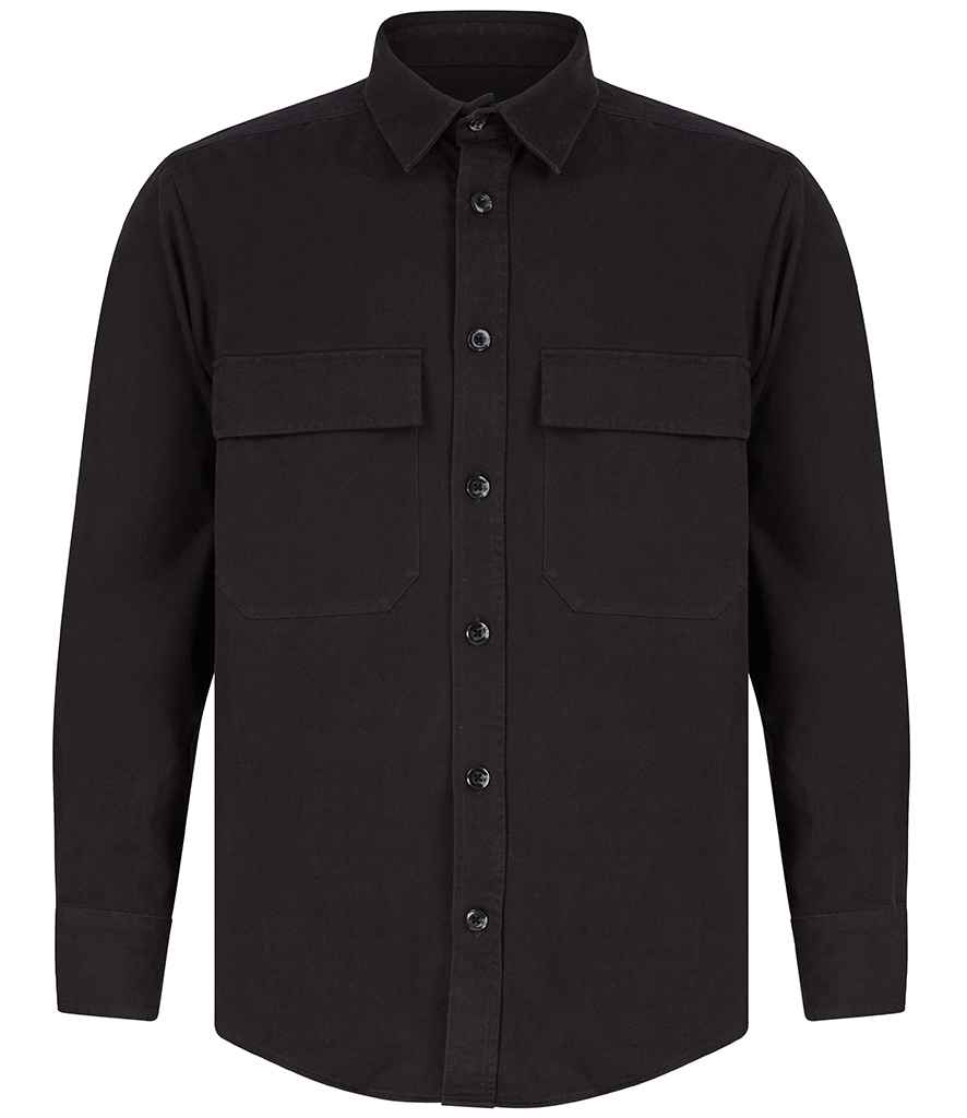 [FR054 BLK XS] Front Row Drill Overshirt (XS, Black)