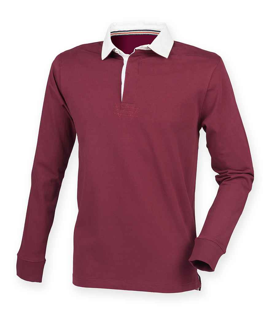 [FR104 DBG XS] Front Row Premium Superfit Rugby Shirt (XS, Deep Burgundy)