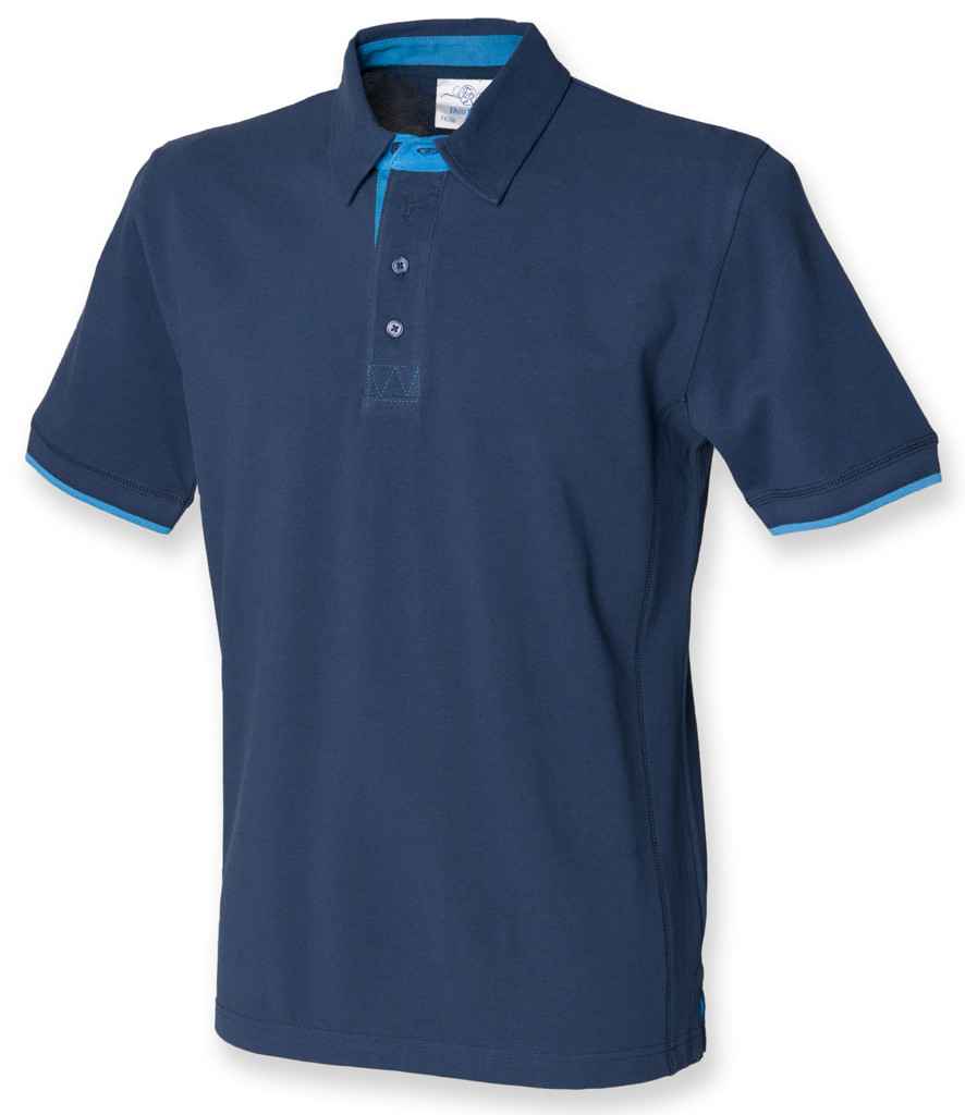 [FR200 NV/MR M] Front Row Contrast Cotton Piqué Polo Shirt (M)