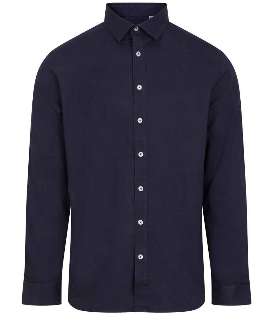 [FR504 WNV XS] Front Row Casual Long Sleeve Shirt (XS, Washed Navy)
