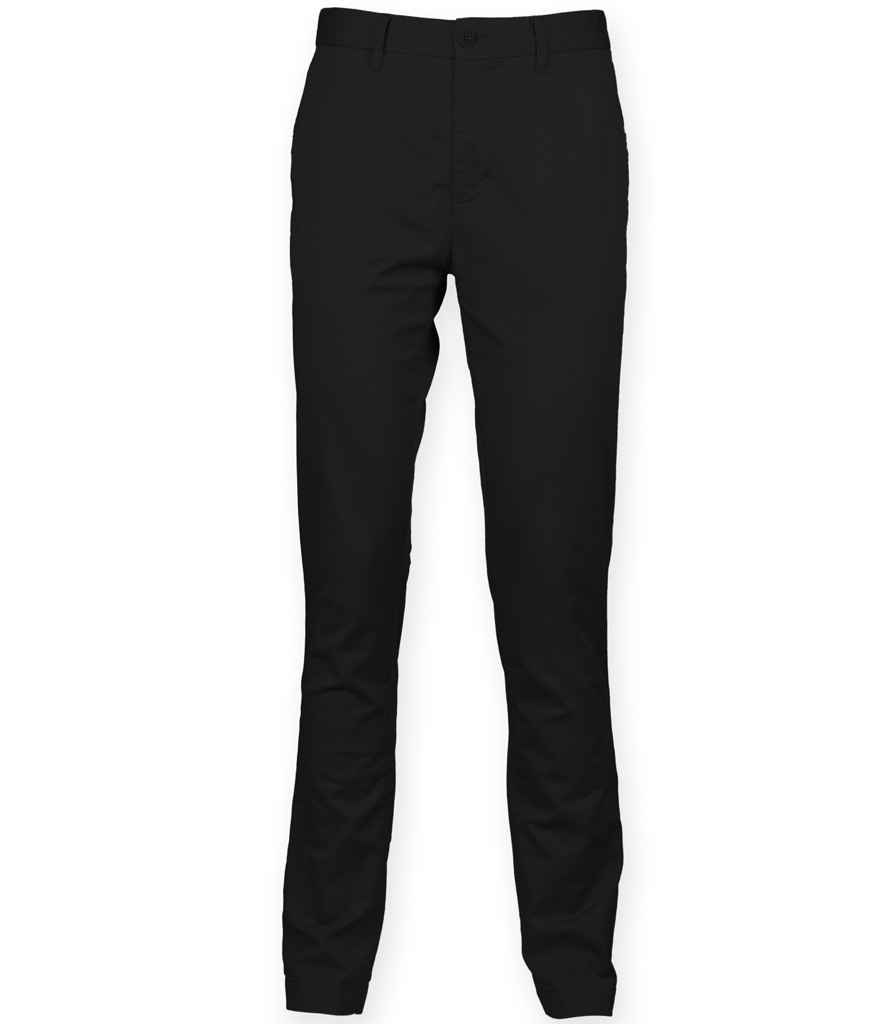 [FR621 BLK 28/R] Front Row Stretch Chino Trousers (28/R, Black)