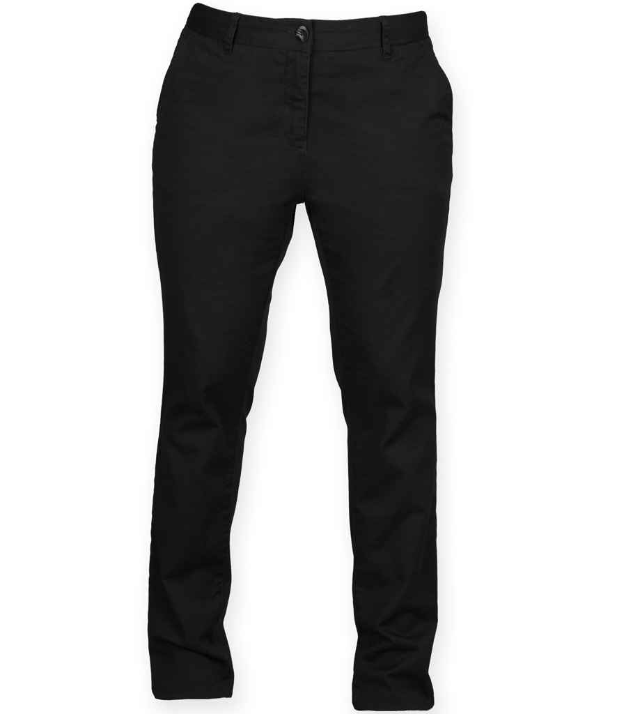 [FR622 BLK XS] Front Row Ladies Stretch Chino Trousers (Black, XS)