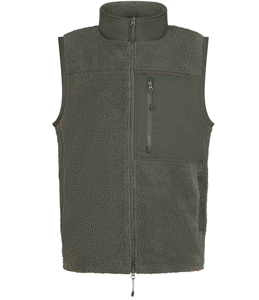 [FR855 DLV XS] Front Row Recycled Sherpa Gilet (XS, Dark Olive)