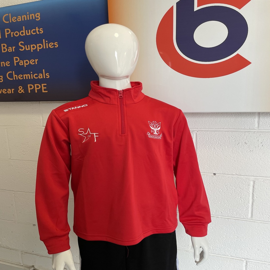Kids STANNO FIELD HALF ZIP with School of Football embroidered Logo's (140(65-75 Chest))