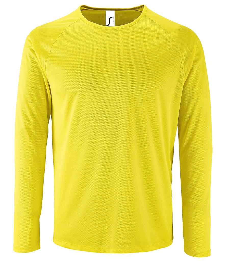 [02071 NYL S] SOL'S Sporty Long Sleeve Performance T-Shirt (S, Neon Yellow)