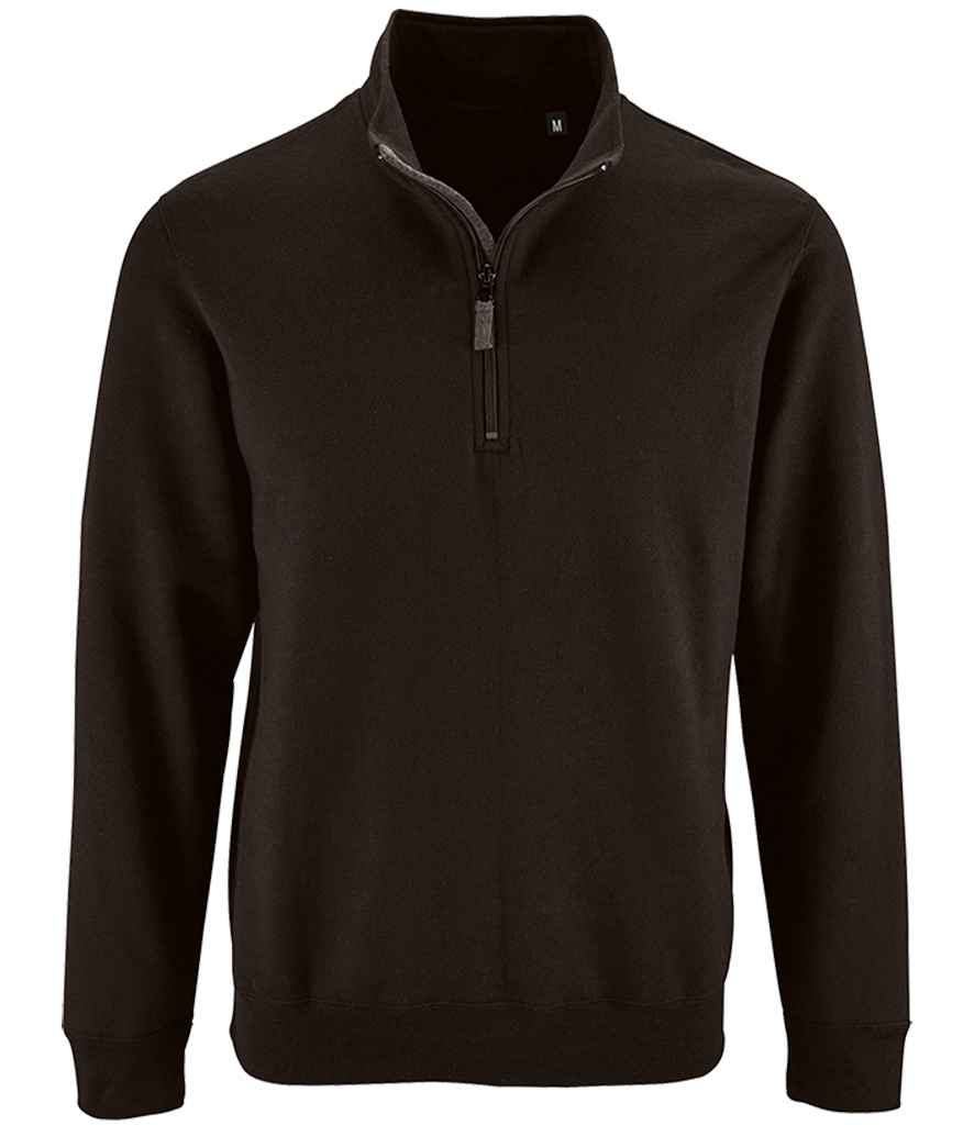 [02088 BLK S] SOL'S Stan Contrast Zip Neck Sweatshirt (S, Black)