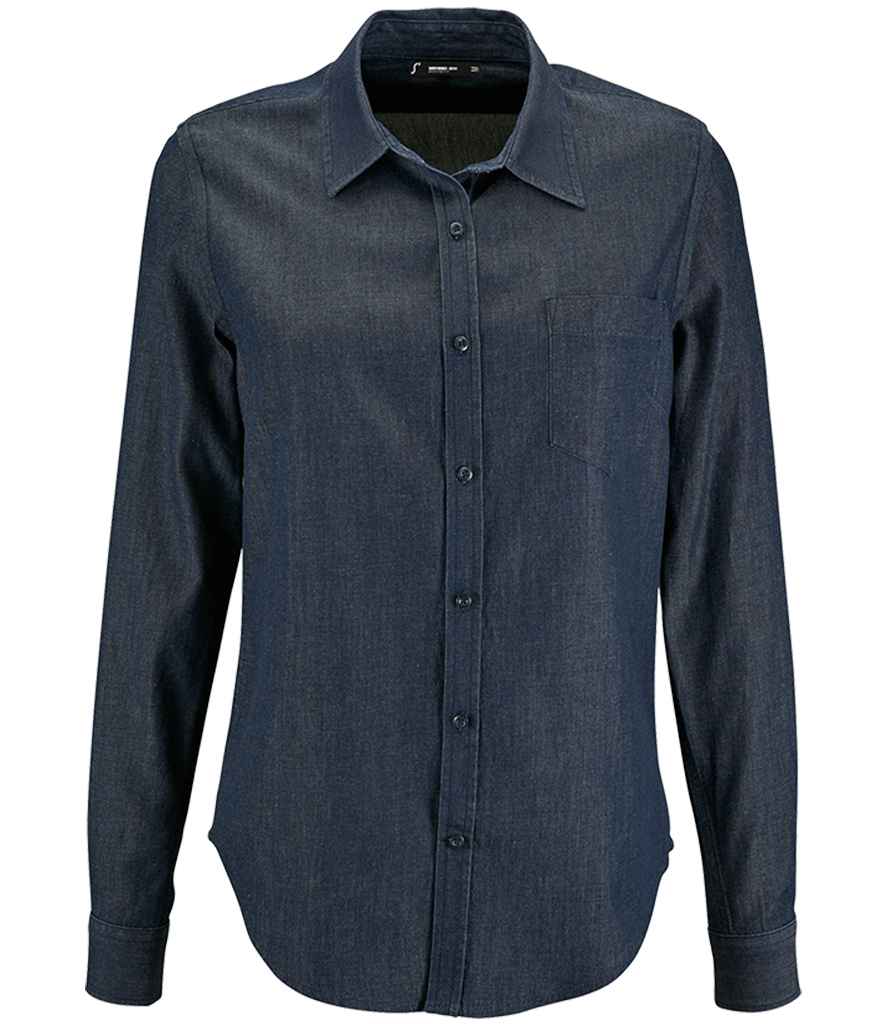 [02101 DNB XS] SOL'S Ladies Barry Long Sleeve Denim Shirt (XS)