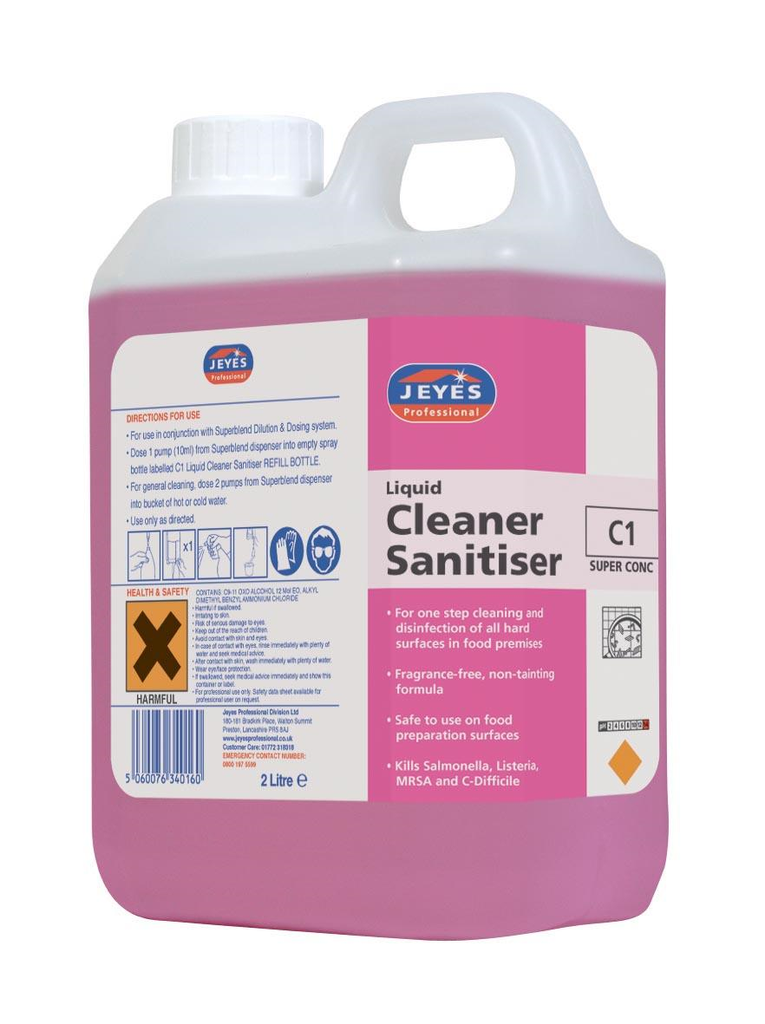 C1 Cleaner/Sanitiser Super Conc (2 x 2 Litres)