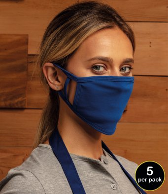 Premier Washable 2-Ply Face Coverings (Pack of 5 Masks) (Black)