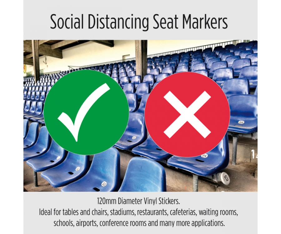 Social Distancing seat markers. Packs of 10 (Tick)