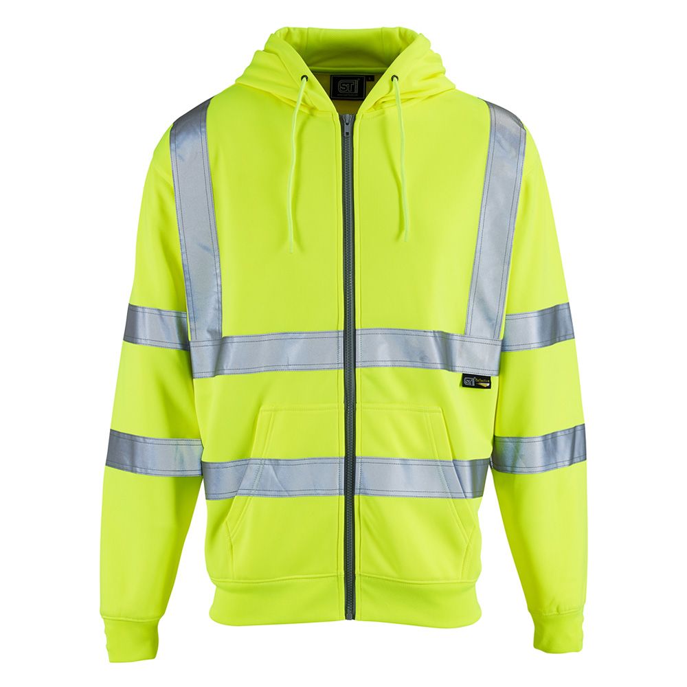 Hi Vis Zip Hoodie Sweat Shirt (Yellow, Small)
