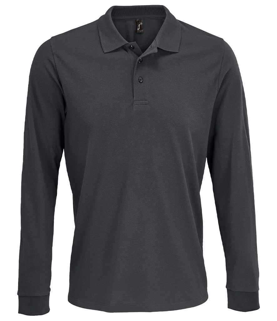 [03983 DGY XS] SOL'S Unisex Prime Long Sleeve Piqué Polo Shirt (XS, Dark Grey)