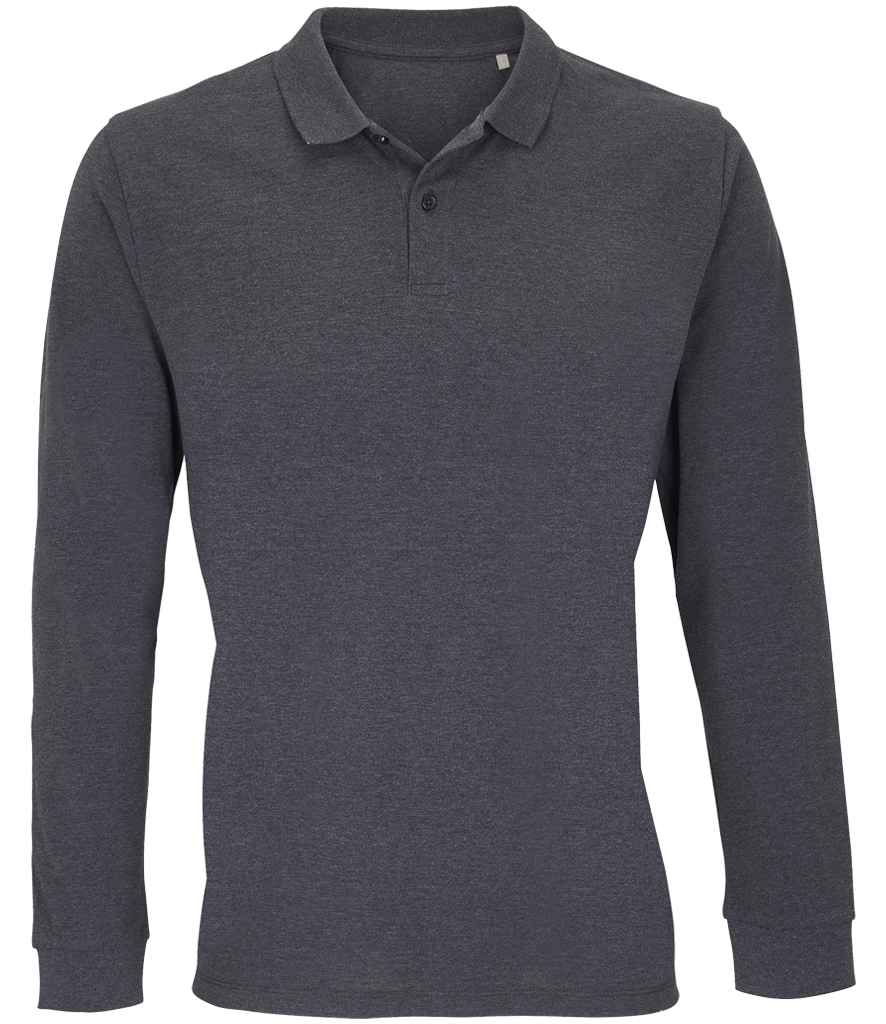 [04241 CHM S] SOL'S Unisex Planet Long Sleeve Piqué Polo Shirt (S, Charcoal Marl)