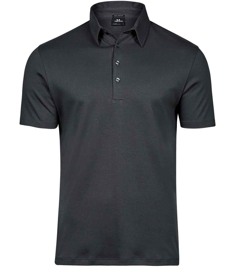 [T1440 DGY S] Tee Jays Pima Cotton Interlock Polo Shirt (S, Dark Grey)