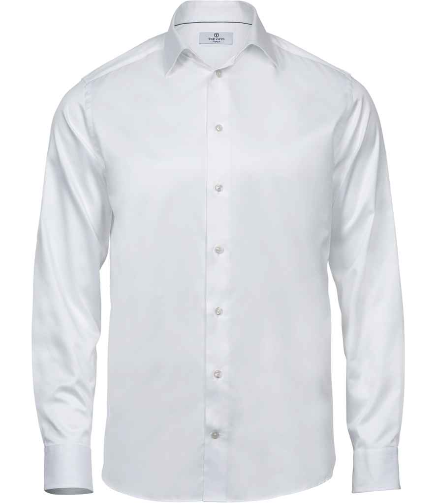 [T4020 WHI S] Tee Jays Luxury Comfort Fit Long Sleeve Oxford Shirt (S, White)