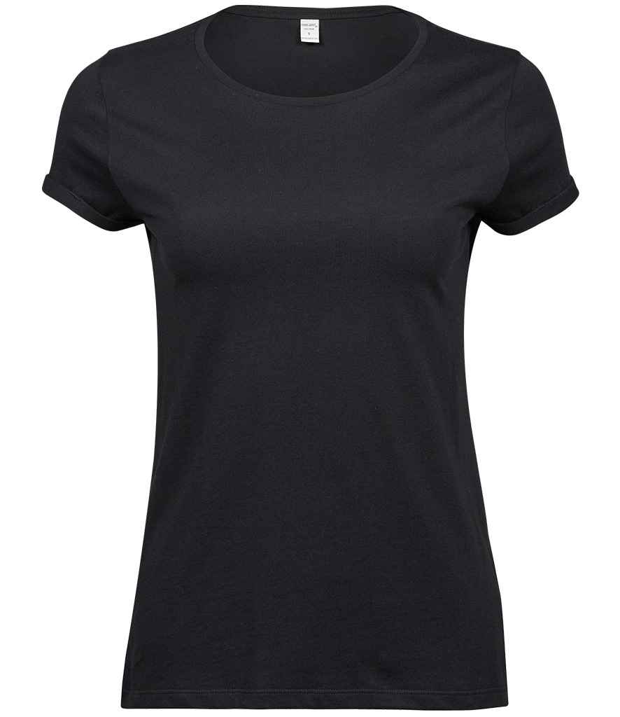 [T5063 BLK S] Tee Jays Ladies Roll-Up T-Shirt (S, Black)