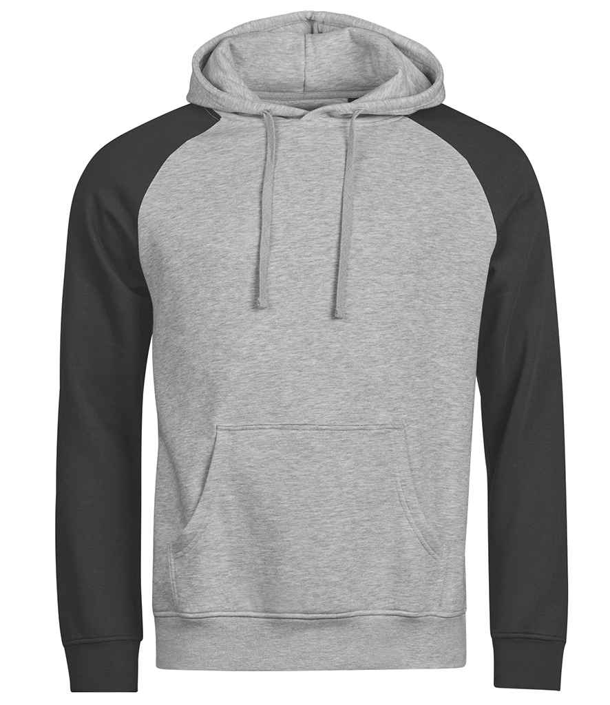 [T5156 HE/BK XS] Tee Jays Unlabeled Two-Tone Hooded Sweatshirt (XS)