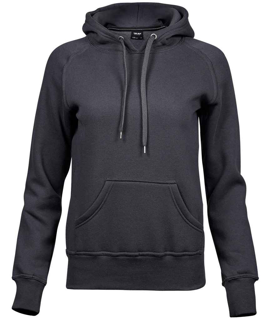 [T5431 DGY S] Tee Jays Ladies Raglan Hooded Sweatshirt (S, Dark Grey)