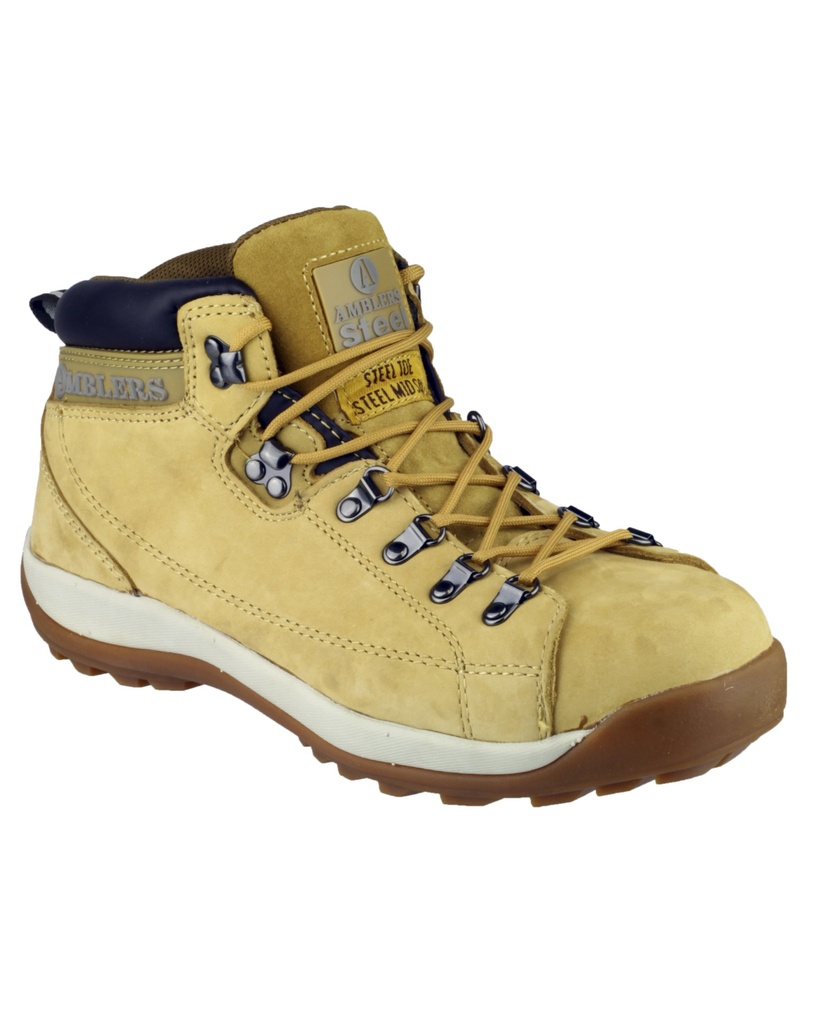 Safety Boots Honey Nubuck Mid Height, Padded Top Hiker Style