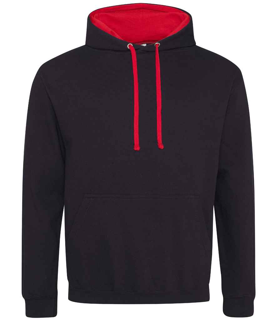 [JH003 JB/FR XS] AWDis Varsity Hoodie (XS, Jet Black/Fire Red)