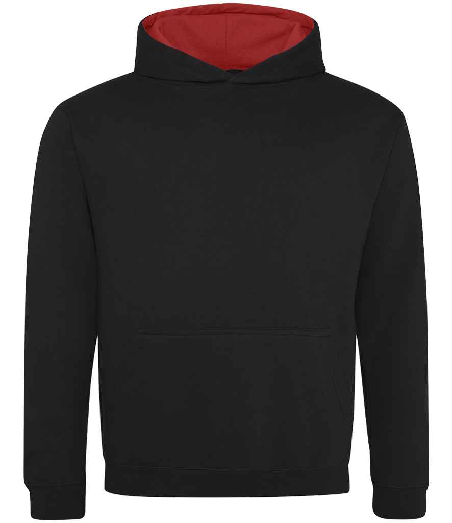 [JH003B JB/FR 3-4] AWDis Kids Varsity Hoodie (3-4, Jet Black/Fire Red)